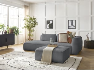 Canapé droit fixe BOBOCHIC LEOPOLD 4 places Tissu gris