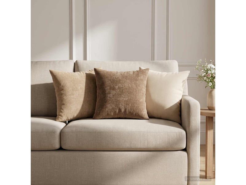  Lot de 12 housses de coussin heerlen taupe 40 x 40 cm tissu chenille cf48991  - Conforama B
