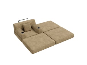 Fauteuil convertible <strong>MODENVIE</strong> <strong></strong> Velours côtelé taupe