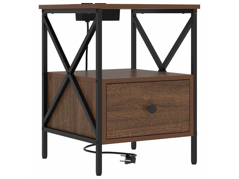  Table de chevet - cabinet de chevet - table de nuit 2 pièces chêne brun 41,5 x 40,5 x 55 cm  - Conforama D