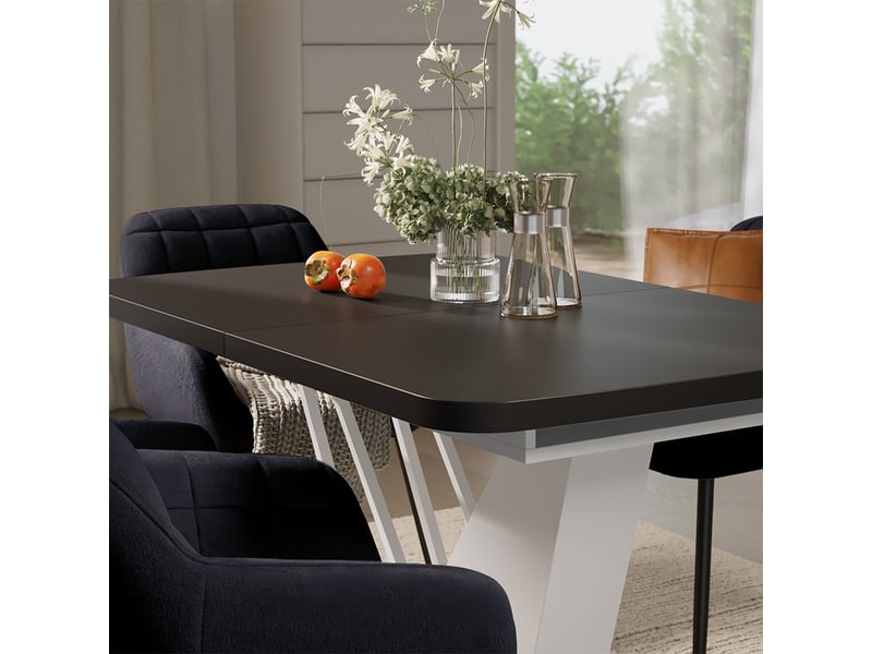  Vicco ensemble de table à manger, noirblanc, 120x80cm avec 4 chaises de salle à manger  - Conforama D