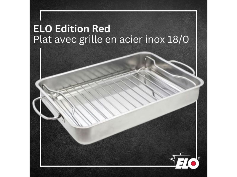 Plat à four acier inoxydable avec grille elo edition red 5343426 - Conforama C