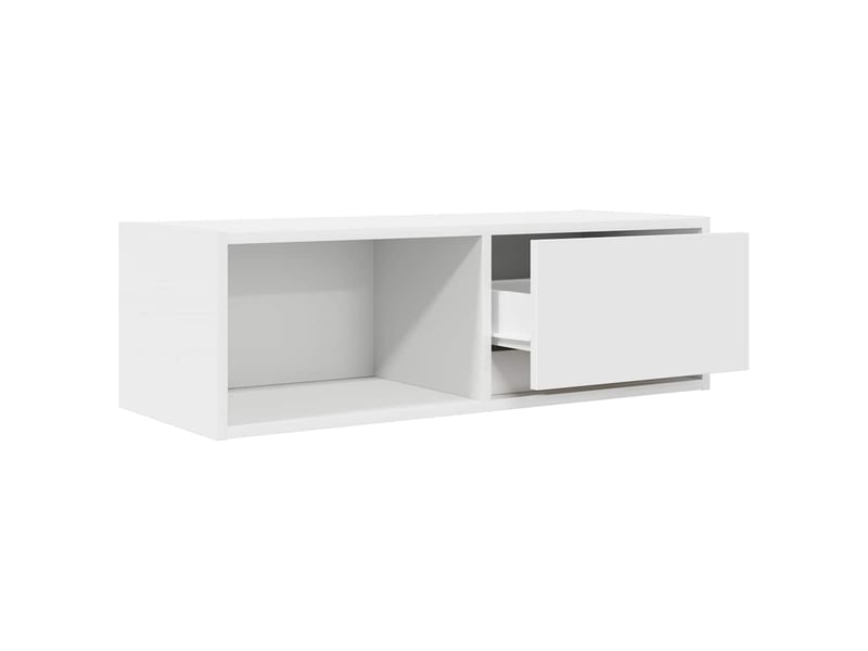 Lot de 2 meuble tv bas salon blanc 80x31x25,5 cm bois d'ingénierie shl9598  - Conforama E