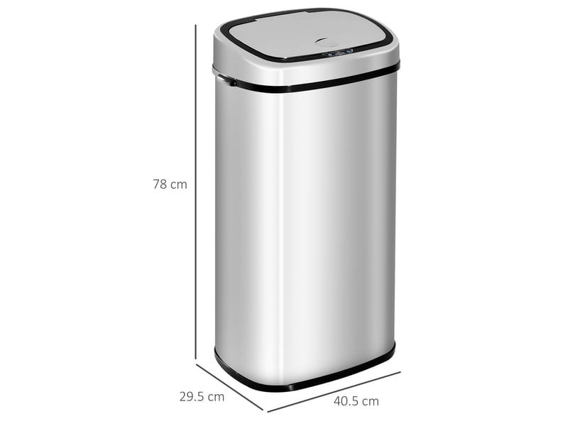  Poubelle automatique à capteur 68 l 40,5x29,5x78 cm – argent – couvercle sans contact manuel  - Conforama C
