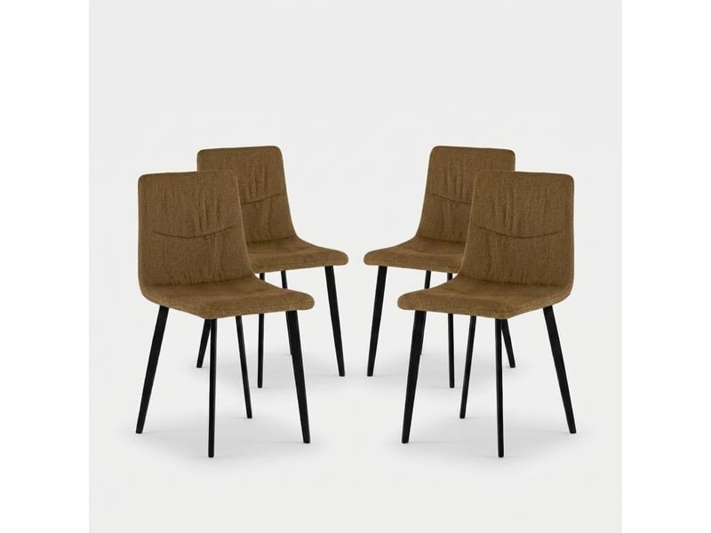  Lot de 4 chaises rembourrées en tissu facile à nettoyer daisy - marron  - Conforama A