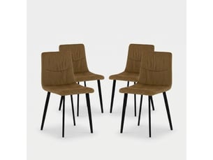 Lot de 4 chaises rembourrées en tissu facile à nettoyer daisy - marron