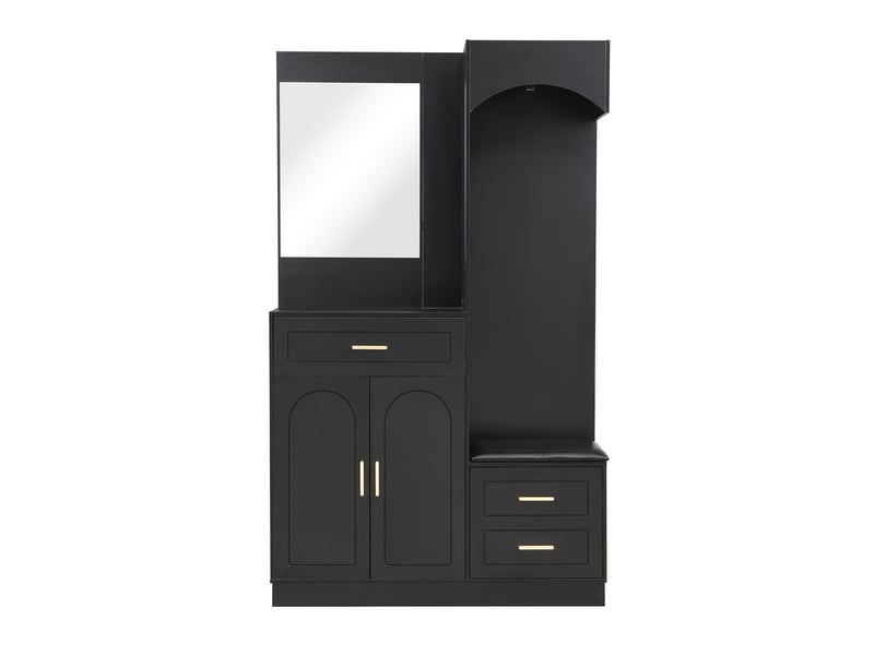  Portemanteau avec banc et rangement noir 110 cm en mdf  - Conforama R