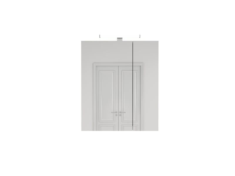 Meuble miroir salle de bain mural 60cm blanc led, prise fr, portes asymétriques, préassemblé - Conforama A