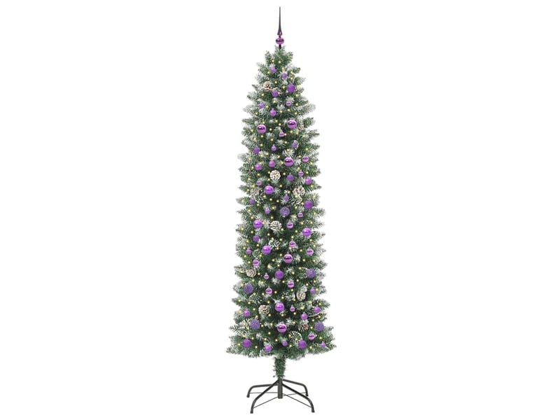  Sapin de noël, arbre de noël artificiel slim vert et blanc 240 cm cf61710  - Conforama C