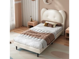 Lit simple 90x200 cm <strong>RAUMIO</strong> <strong></strong> coloris beige