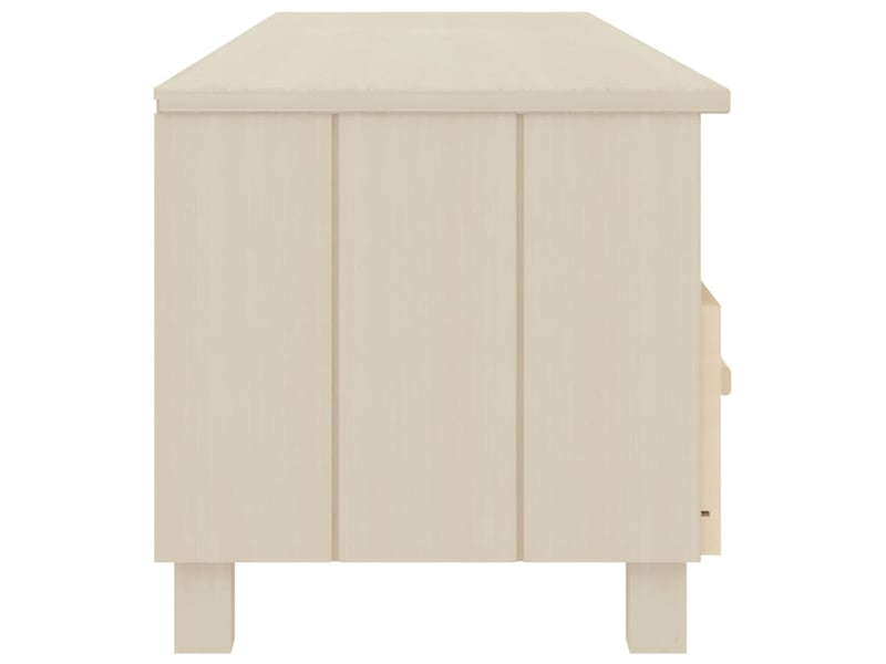  Meuble tv - banc tv - meuble de rangement hamar marron miel 158x40x40 cm bois massif de pin  - Conforama D