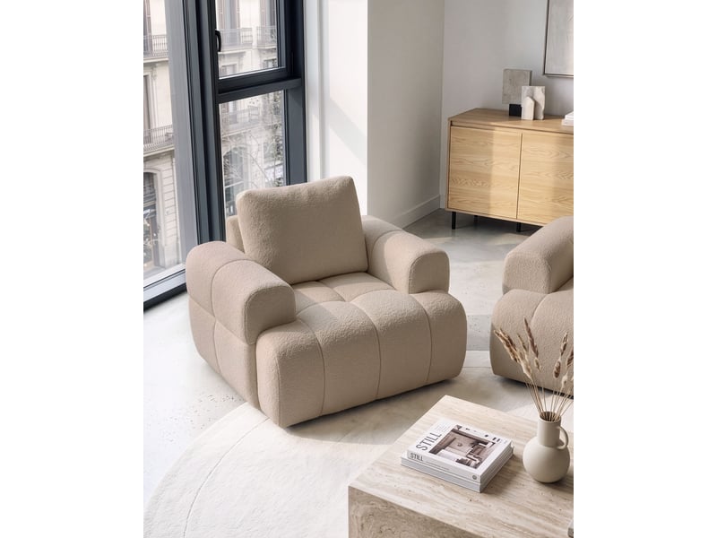  Fauteuil narilla bouclé beige  - Conforama B