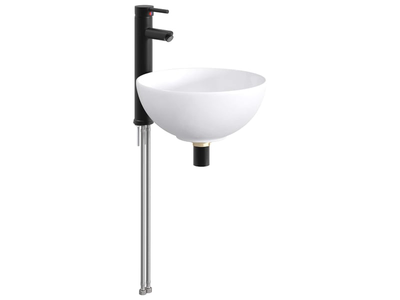 Lavabo de salle de bain avec robinet et drain noir mat shl1660 - Conforama D