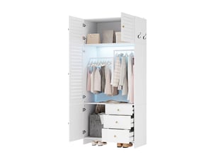 Armoire blanche avec panier à linge et éclairage led 90x50x200 cm