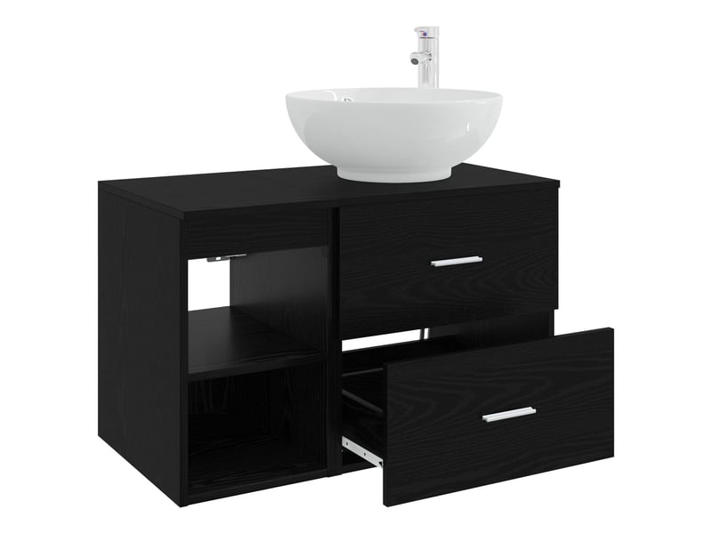  Ensemble de mobilier de salle de bain 2 pcs chêne noir shl5118  - Conforama D