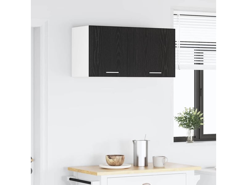 Meuble de rangement cuisine, armoire suspendue chêne noir et blanc 40x31x40cm  - Conforama D