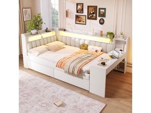 Lit banquette 140x200 cm <strong></strong>  <strong></strong> coloris blanc