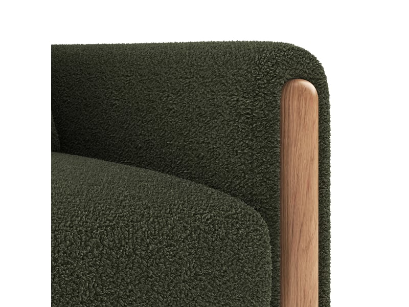  Canapé 1 place en teddy vert avec coussin épais et accoudoirs, 87x83x88,5 cm, pour salon ou chambre  - Conforama E