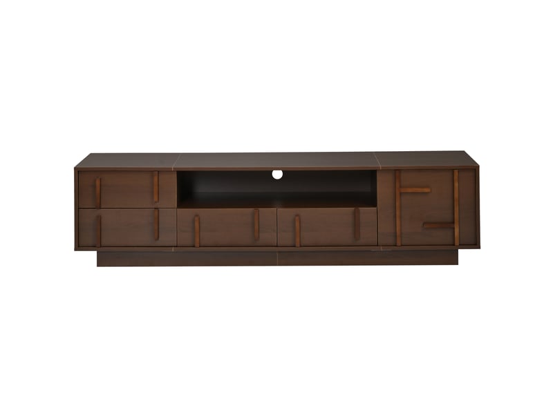  Meuble tv 180x40x45 cm 4 tiroirs mdf noyer foncé  - Conforama A
