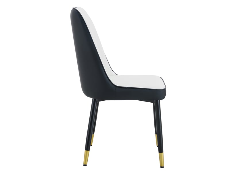  Lot de 6 chaises de salle à manger en simili cuir pu noir et blanc, pieds métal noir  - Conforama C