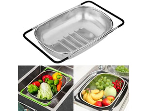 Passoire evier, passoire cuisine inox, passoire pliable, passoire fine cuisine, pour laver les légumes et les fruits, extensible, ustensiles de cuisin