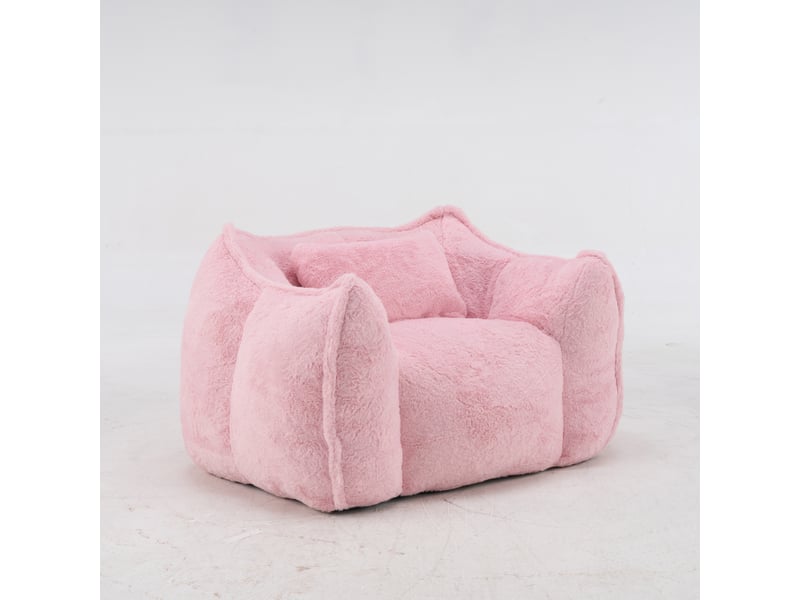 Fauteuil pouf confortable en fausse fourrure,rose  - Conforama A