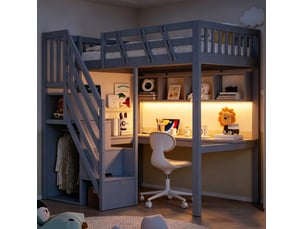 Lit mezzanine 90x200 cm VIVRYN coloris gris