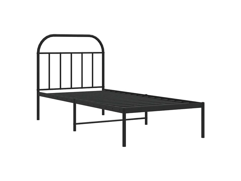  Lit simple- lit adulte -  cadre de lit métal sans matelas avec tête de lit noir 90x200 cm  - Conforama B
