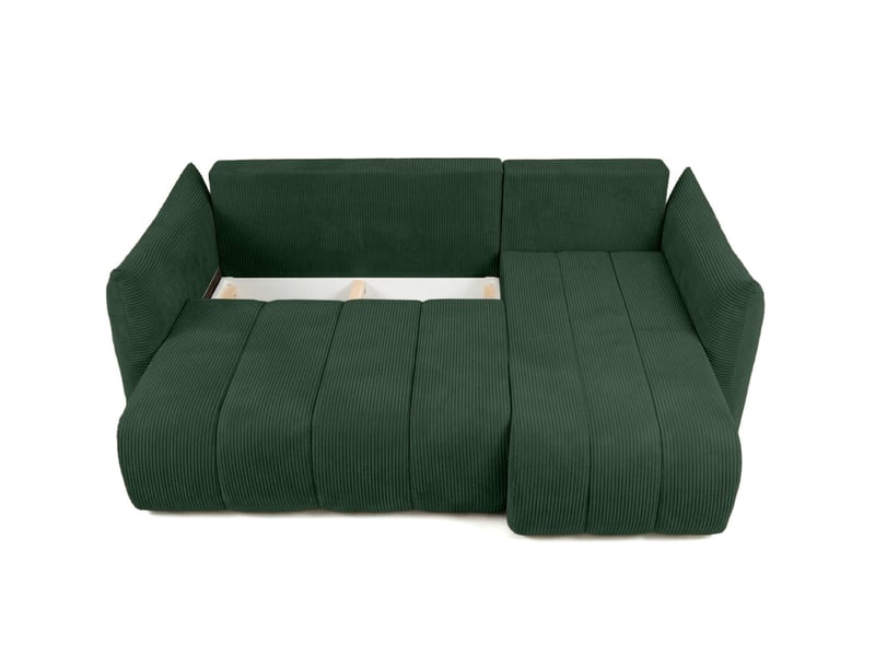  Canapé d'angle lysia mini réversible et convertible en velours côtelé - vert foncé LYSIA - Conforama C