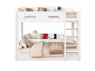 Lit superposé 90x200 cm <strong>OKMYHOME</strong>  <strong></strong> coloris blanc