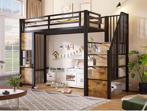 Lit mezzanine 90x200 cm <strong>LEYTN</strong> <strong></strong> coloris noir