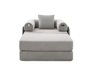 Fauteuil modulable en velours côtelé - gris clair - velours côtelé doux - dimensions