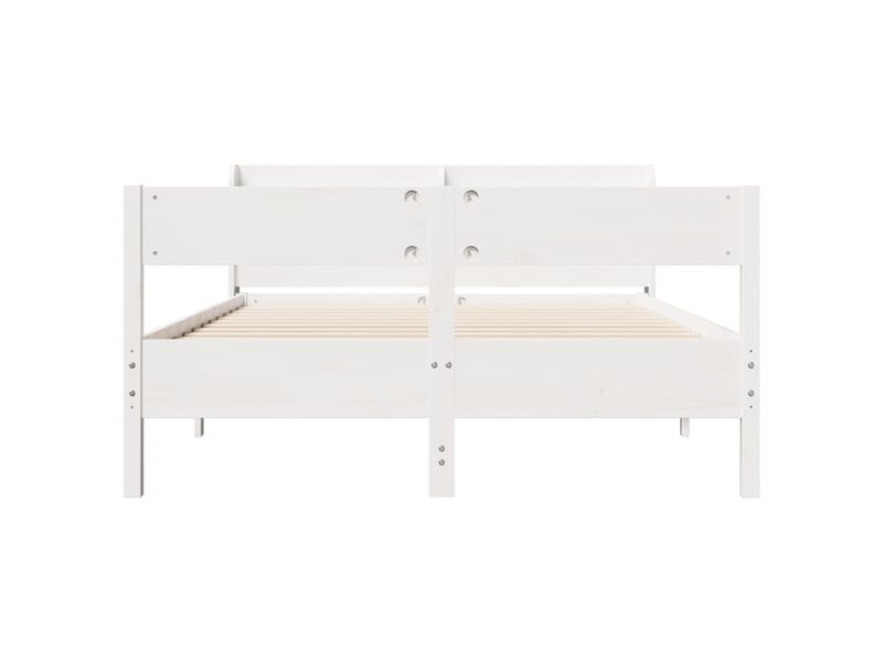  Lit double- lit adulte -  cadre de lit sans matelas blanc 140x200 cm bois de pin massif  - Conforama C