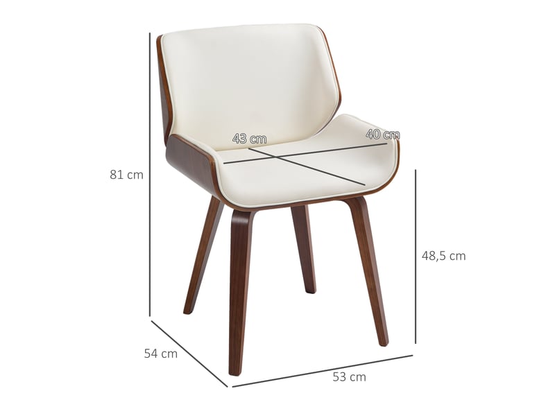  Lot de 2 chaises de salle à manger style vintage assise revêtement synthétique 54 x 53 x 81 cm blanc marron  - Conforama E