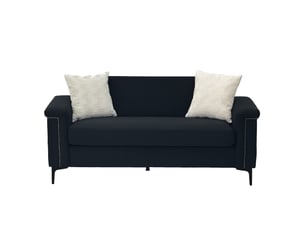 Canapé droit 2 places noir – canapé salon moderne tissu polyester avec pieds métal stables pour petit espace