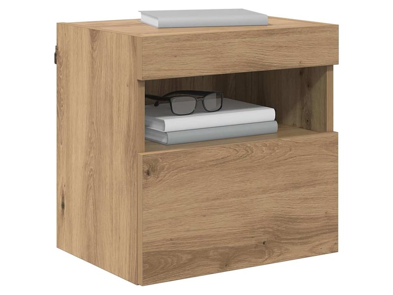  Lot de 2 meuble tv mural, meuble tv suspendu chêne artisanal bois d'ingénierie shl32060  - Conforama C