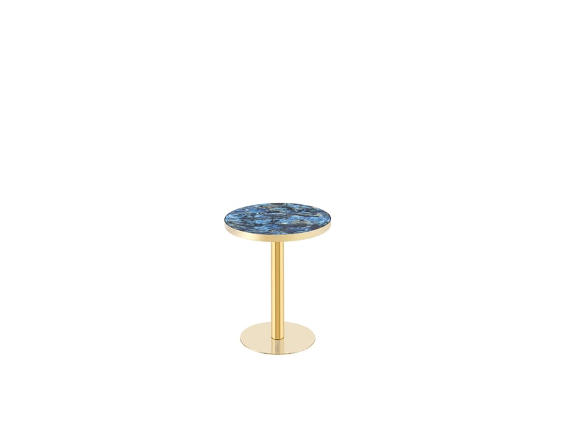 Table d’appoint ronde moderne, plateau effet marbre bleu bord doré, métal, ø60 × h74 cm - Conforama D