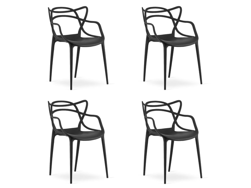 Family chaises kato - noires x 4  - Conforama A