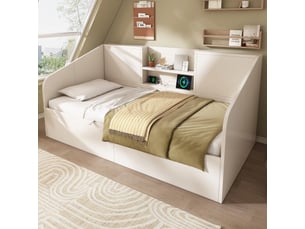 Lit banquette 90x200 cm <strong></strong>  <strong></strong> coloris blanc