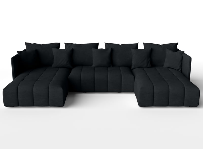 Canapé panoramique convertible veliro canapé en u noir 353cm VeliroU - Conforama A
