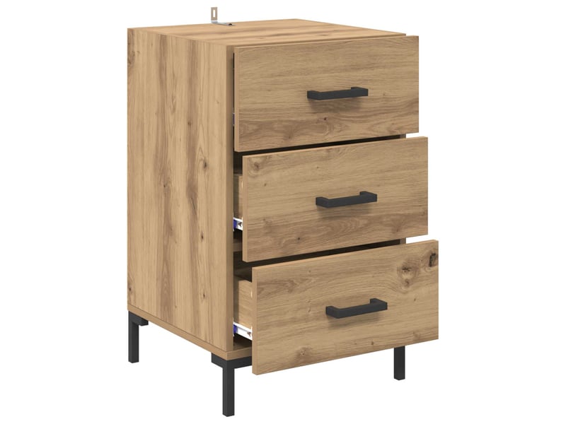  Table de chevet - cabinet de chevet - table de nuit chêne artisanal 40 x 40 x 66 cm  - Conforama D