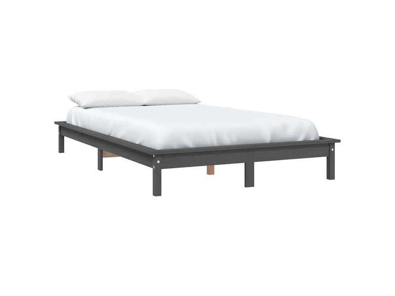  Lit double- lit adulte -  cadre de lit sans matelas gris bois de pin massif  - Conforama B