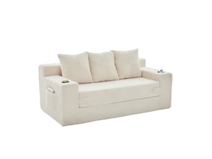 Canapé droit compressé convertible <strong>MODENVIE</strong> <strong></strong> 3 places Velours côtelé beige