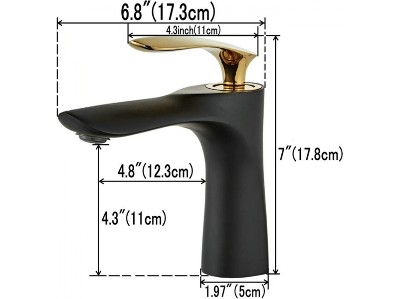  Robinet mitigeur de lavabo noir et or - robinet mitigeur de lavabo  - Conforama D