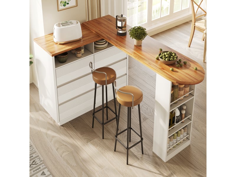  Table de bar blanc - 215 cm mdf  - Conforama E