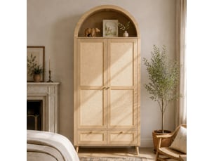 Armoire 2 porte(s) battante 2 tiroir(s) <strong>MODFU</strong> <strong></strong> coloris bois clair largeur 80 cm