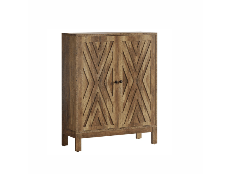 Meuble à chaussures 5 niveaux 20 paires avec étagères réglables - lpospi - portes, mdf et métal marron rustique - Conforama A