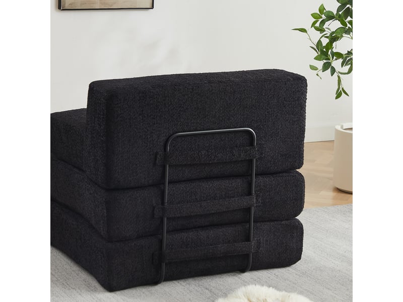 Canapé droit, lot de deux sofas droits, module d'assise en chenille, convertible ajustable pour séjour, chambre, bureau, 4 places, 80 x 90 x 182 cm, noir - Conforama E