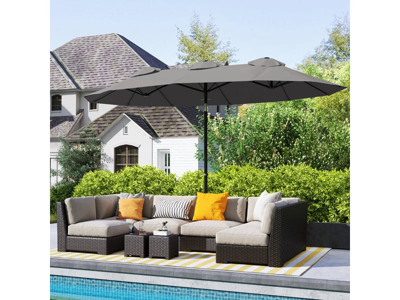  Parasol de jardin extérieur gris 295x152x222cm  - Conforama D