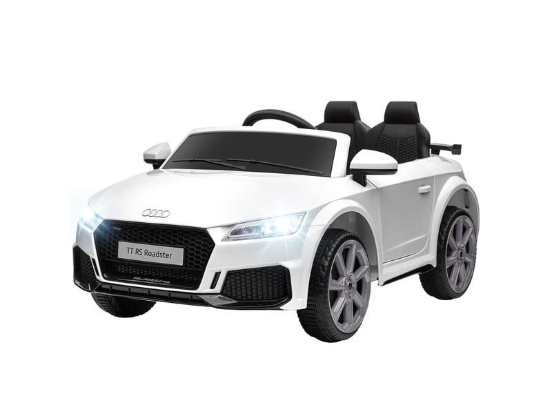  Voiture électrique pour enfants, audi tt rs roadster, 3 kmh, télécommande, led, usb, blanche  - Conforama B